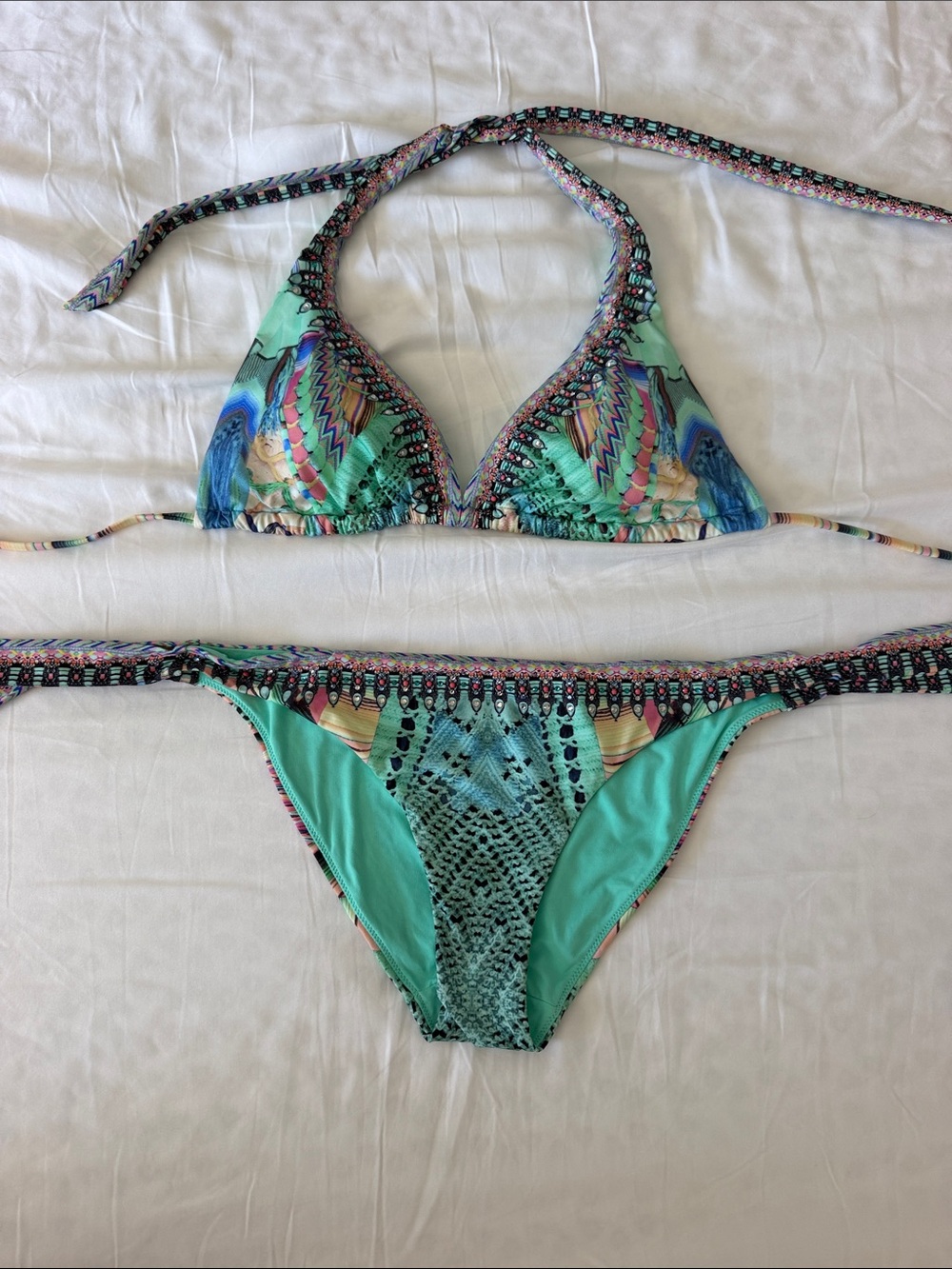 Camilla halter turquoise tie bikini
